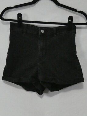 H&M Divided High Waisted Black Denim Cuffed Shorts - Size 8